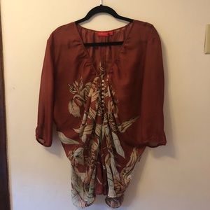 Floral print tunic blouse